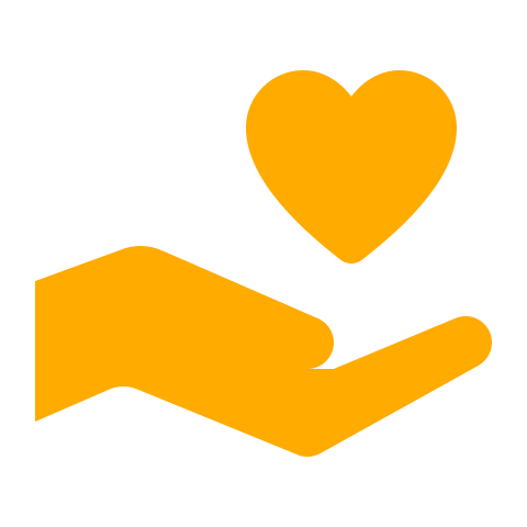 Hand holding love heart icon